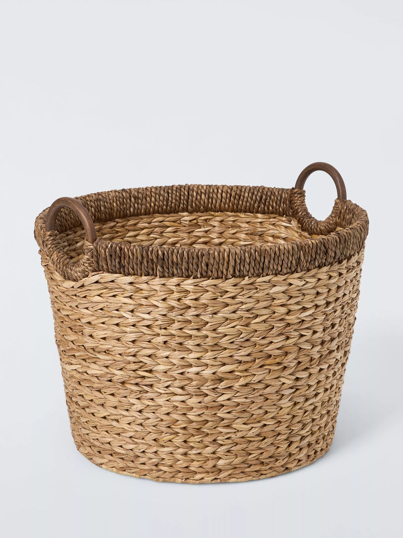 John Lewis contrast rim log basket natural brown - British product