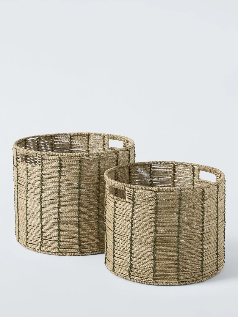 John Lewis green seagrass storage baskets set of 2, imported from the UK