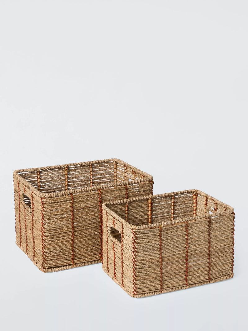 John Lewis seagrass basket set of 2 red natural, imported from the UK