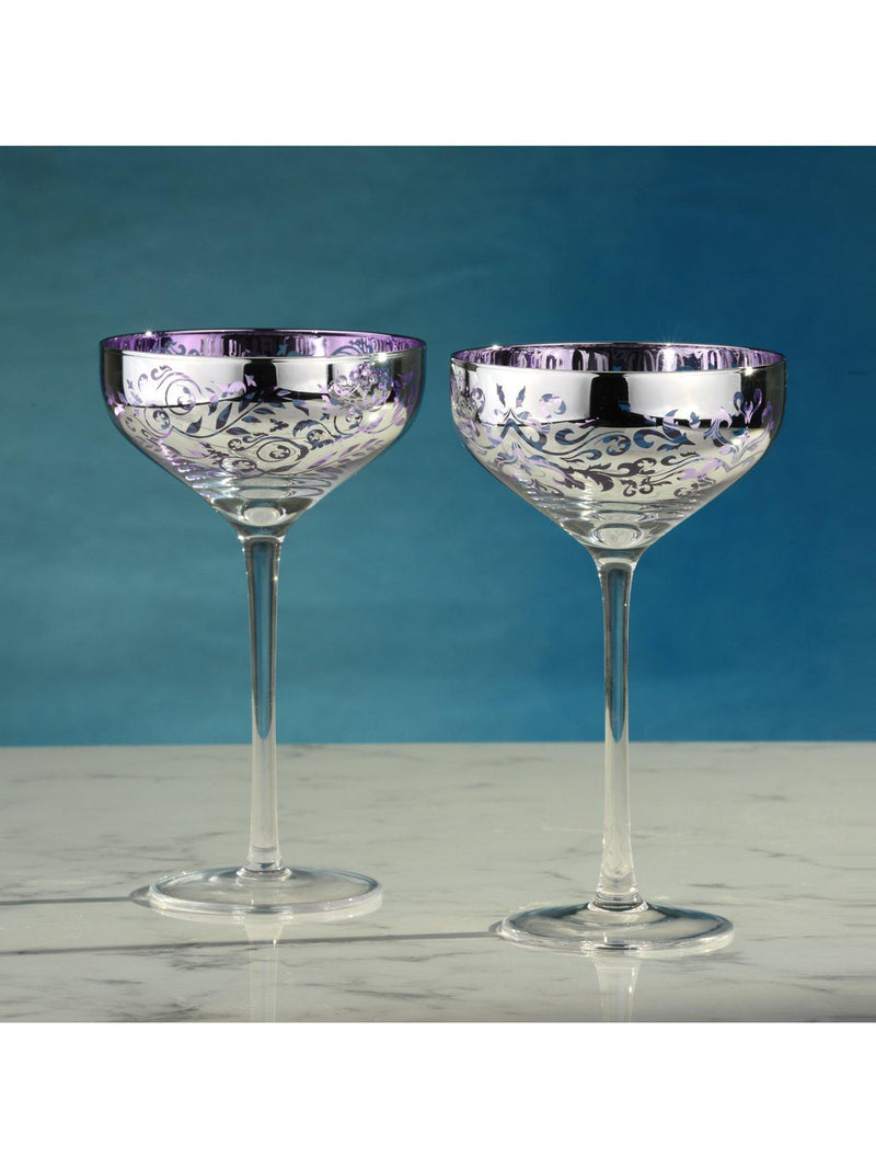 Artland filigree coupe cocktail glasses set of 4 lilac, imported from the UK