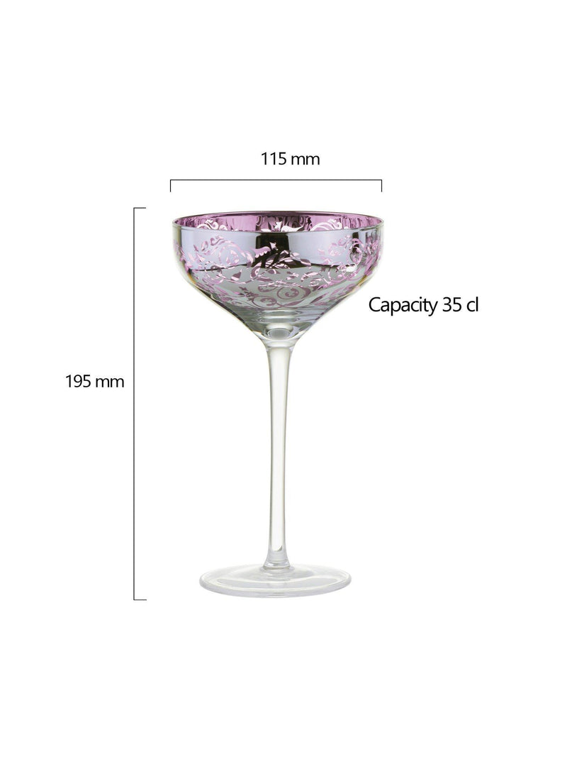 Artland filigree coupe cocktail glasses set of 4 lilac, imported from the UK