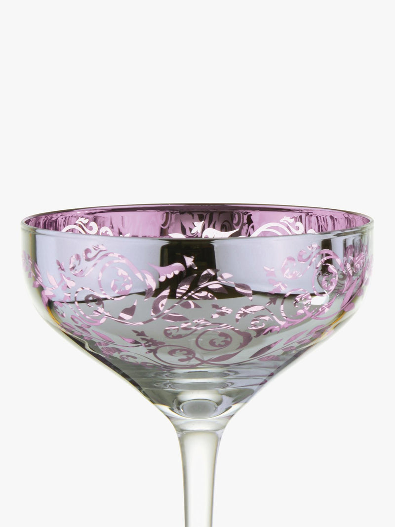 Artland filigree coupe cocktail glasses set of 4 lilac, imported from the UK