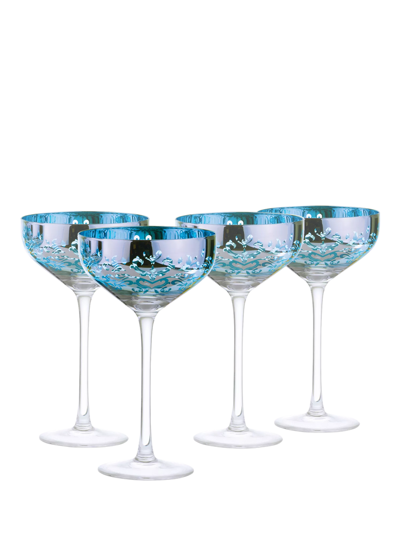 Artland coupe cocktail glasses with electroplated filigree 350ml - British product