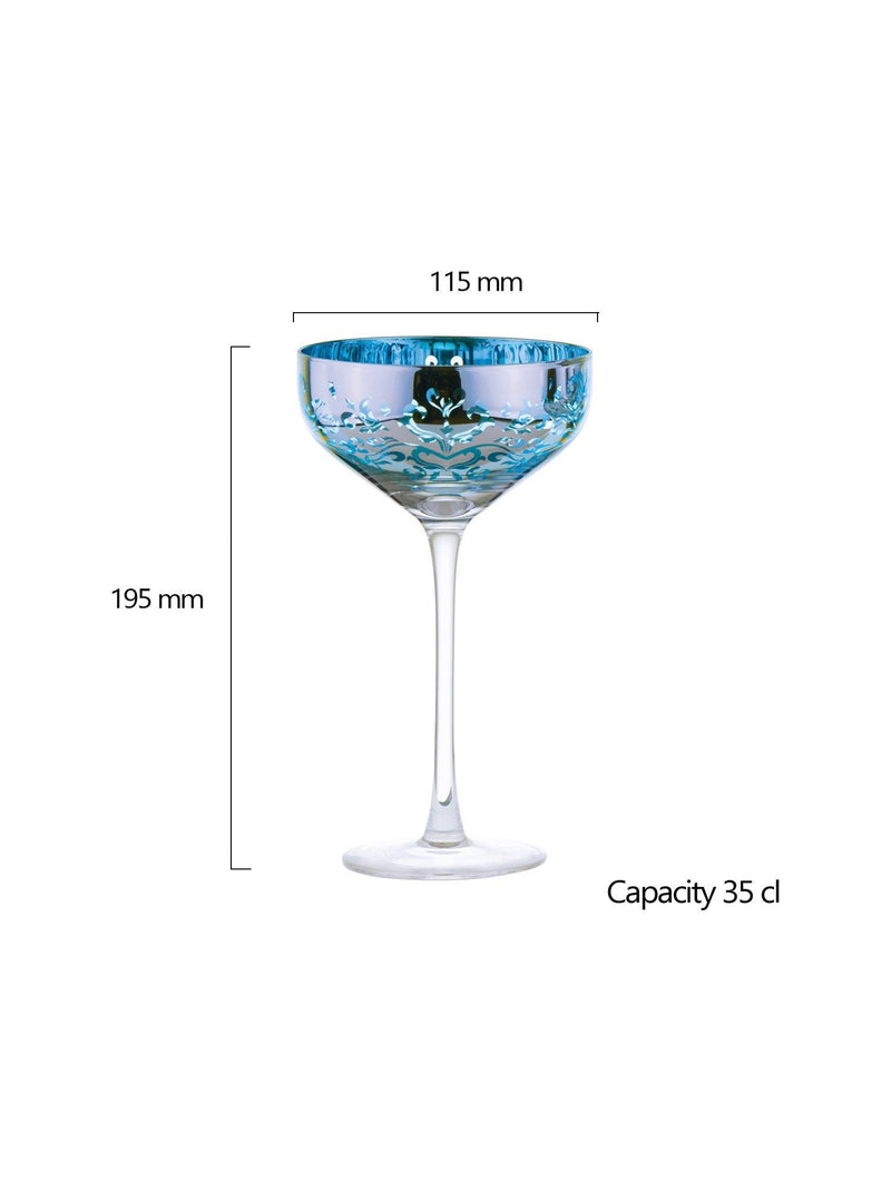 Artland coupe cocktail glasses with electroplated filigree 350ml - British product