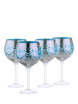 John Lewis Artland Filigree Electroplated Gin Cocktail Glasses, Set of 4, 700ml, Blue- Buy online at McGrocer