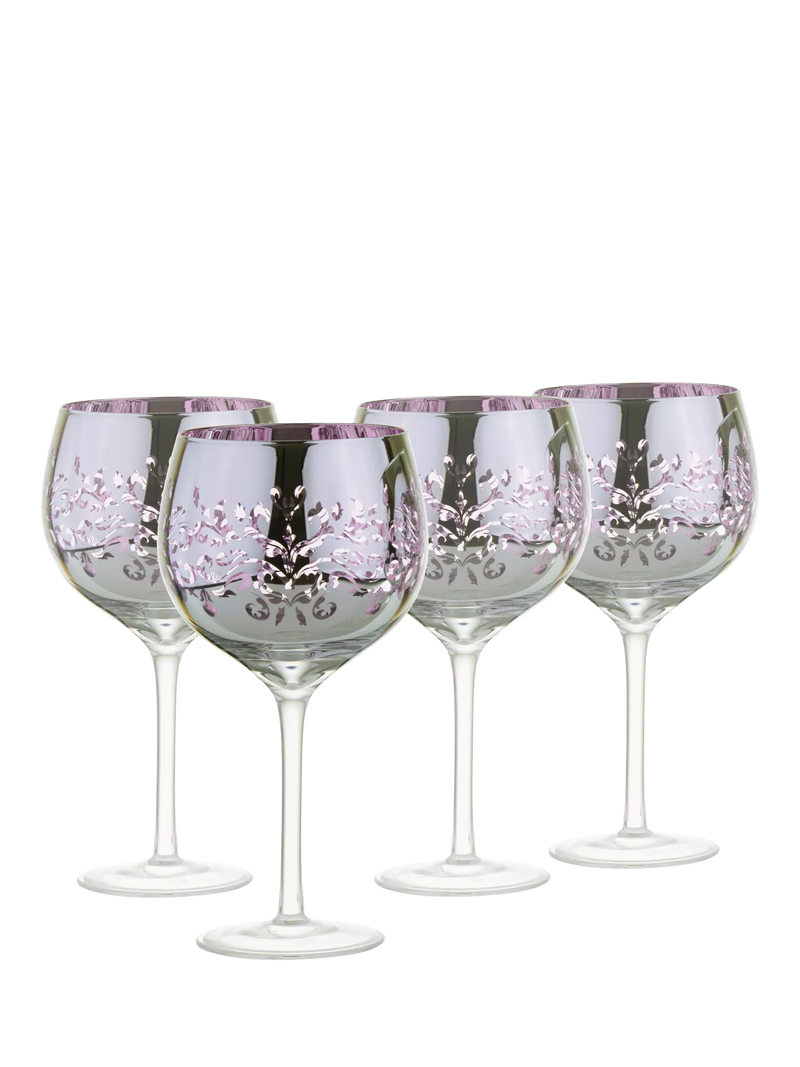 Artland filigree electroplated gin glasses lilac (British brand)
