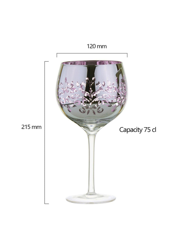 Artland filigree electroplated gin glasses lilac (British brand)