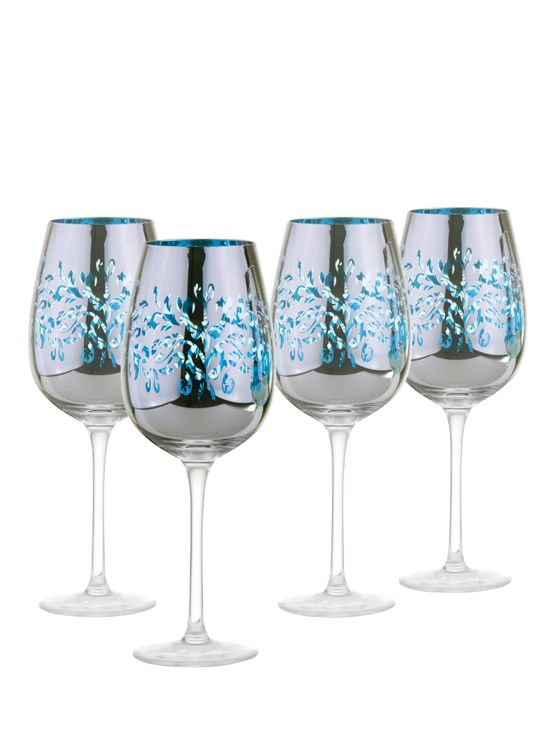 Artland filigree electroplated wine glasses set of 4 blue, UK version