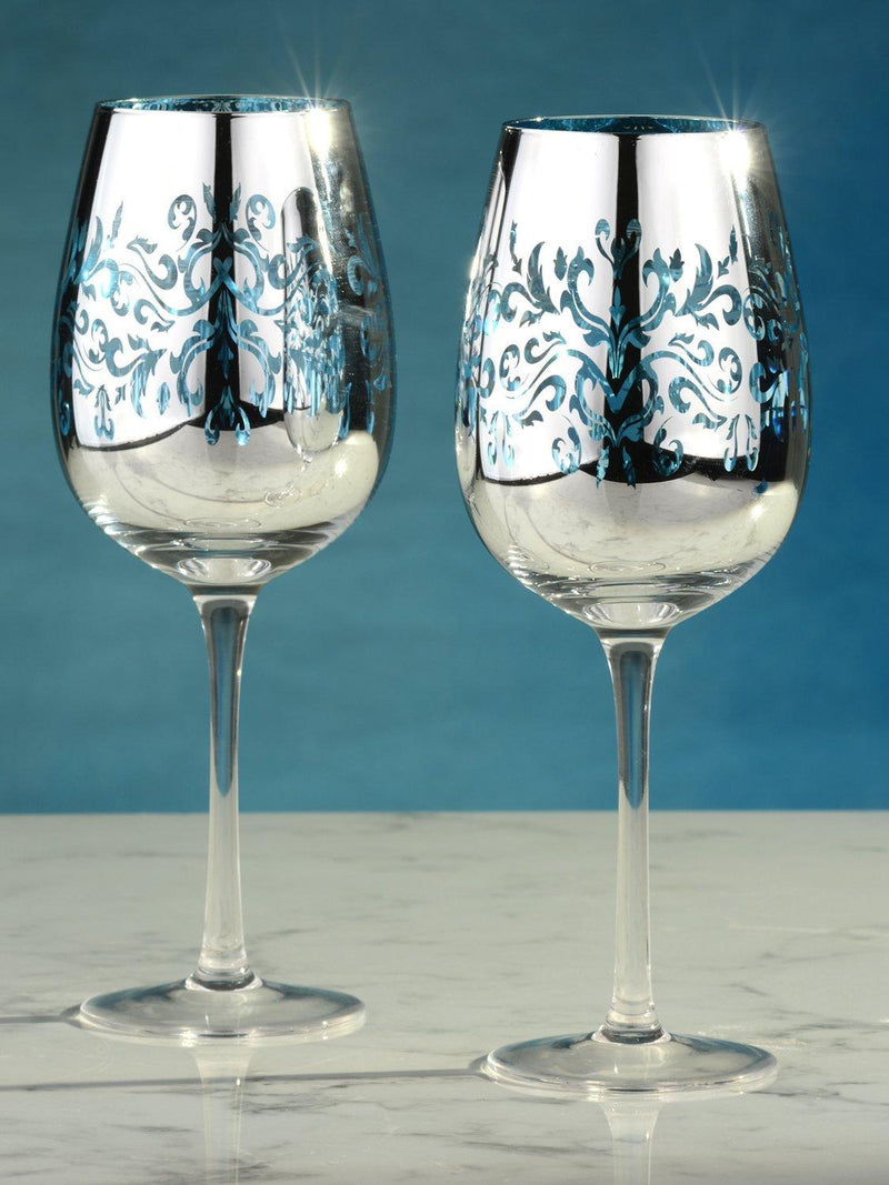 Artland filigree electroplated wine glasses set of 4 blue, UK version