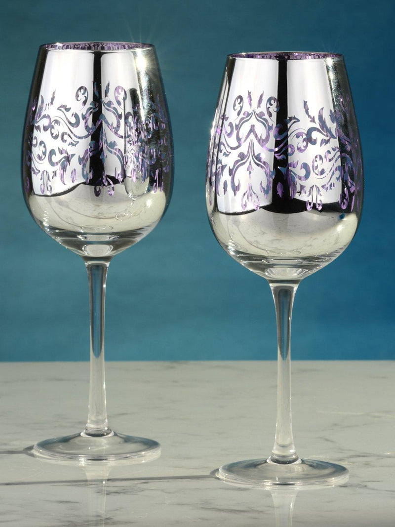 Artland filigree electroplated wine glasses lilac 500ml - British product