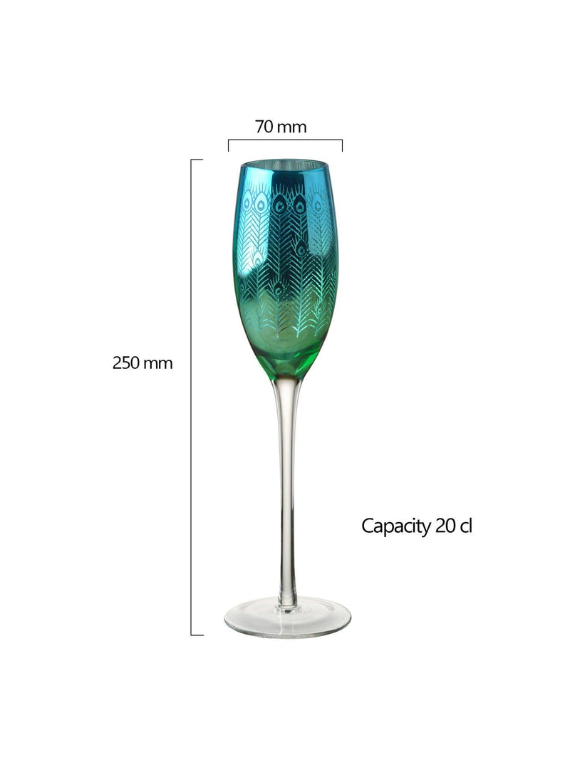 Artland peacock electroplated champagne flutes 200ml set of 2 - British product