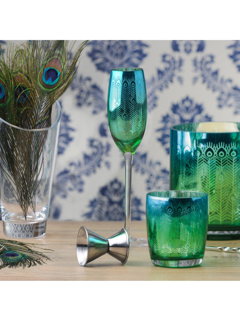 Artland peacock electroplated champagne flutes 200ml set of 2 - British product