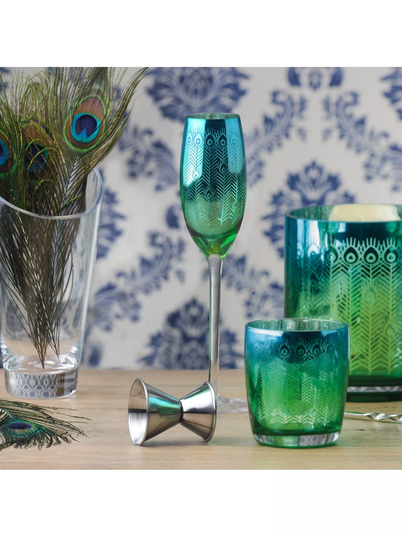 Artland peacock electroplated champagne flutes 200ml set of 2 - British product