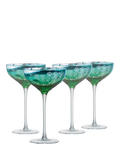 Artland Peacock green coupe cocktail glass set of 2 - British product