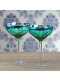 Artland Peacock green coupe cocktail glass set of 2 - British product