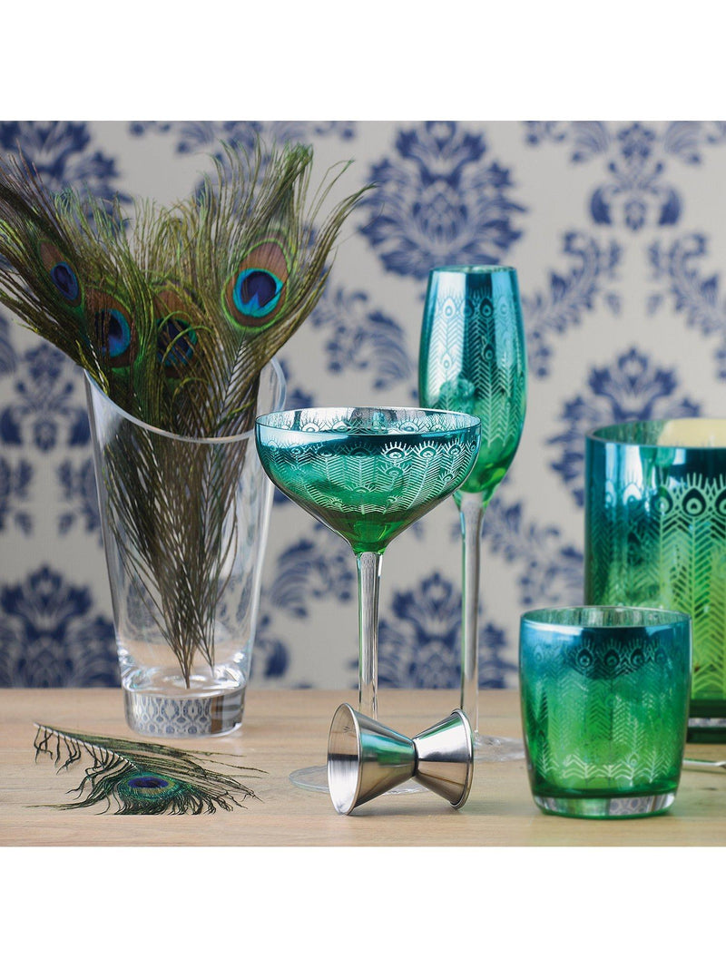 Artland Peacock green coupe cocktail glass set of 2 - British product