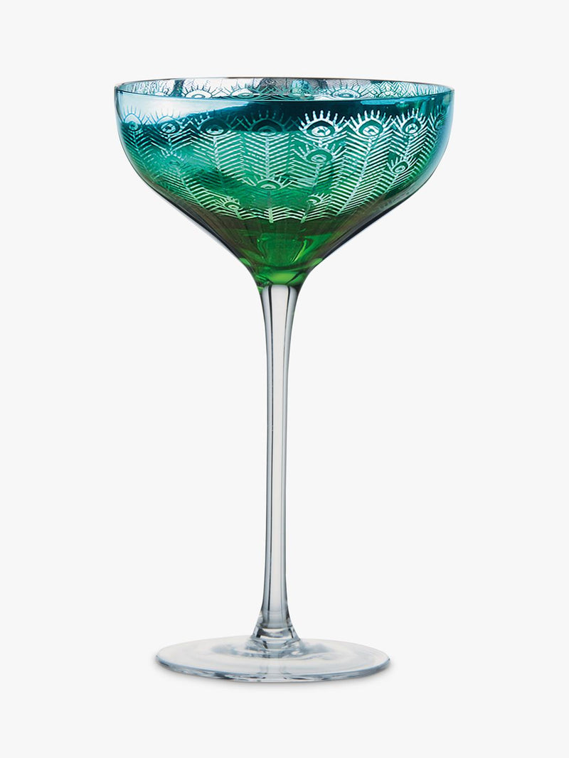 Artland Peacock green coupe cocktail glass set of 2 - British product
