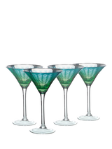 John Lewis Artland Peacock Electroplated Martini Cocktail Glasses, Set of 2, 25cl (250ml), Green- Buy online at McGrocer