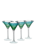 Artland Peacock electroplated martini cocktail glass set green 250ml, UK version