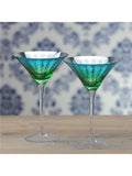 Artland Peacock electroplated martini cocktail glass set green 250ml, UK version