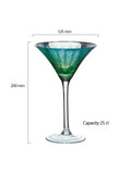 Artland Peacock electroplated martini cocktail glass set green 250ml, UK version