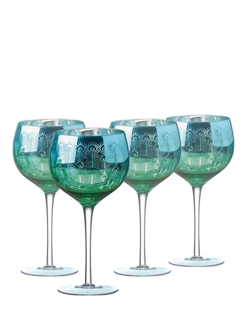 Artland Peacock gin cocktail glasses 700ml green, UK version