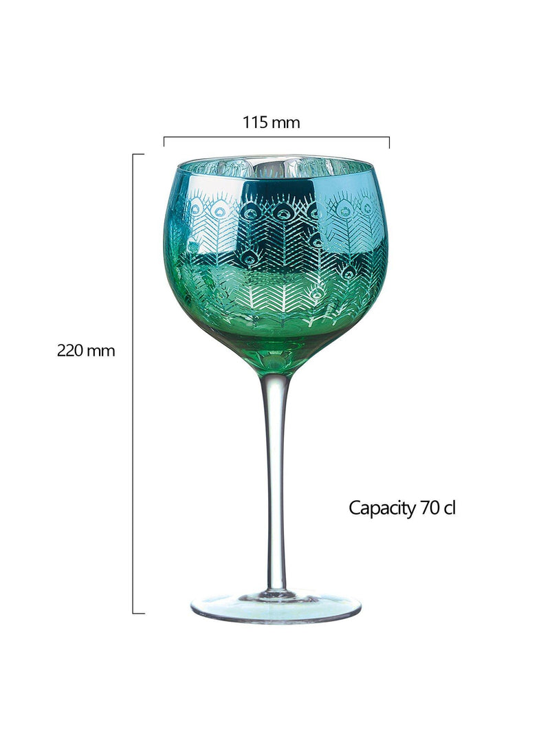 Artland Peacock gin cocktail glasses 700ml green, UK version