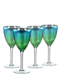 Artland Peacock electroplated green wine glasses 350ml pair (British brand)