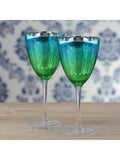 Artland Peacock electroplated green wine glasses 350ml pair (British brand)