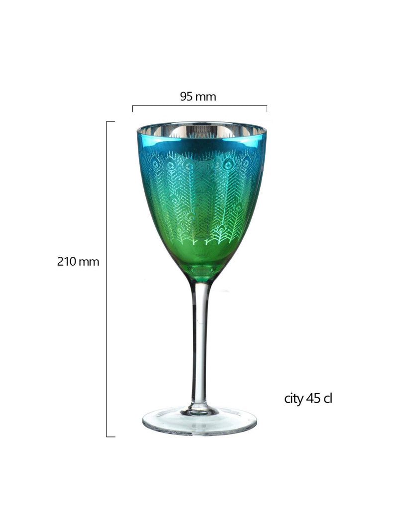 Artland Peacock electroplated green wine glasses 350ml pair (British brand)