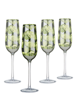 John Lewis Artland Tropical Leaves Electroplated Champagne Flute Set of 2 Green 250ml- Buy online at McGrocer