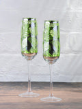 Artland tropical leaves electroplated champagne flutes set of 4, UK version