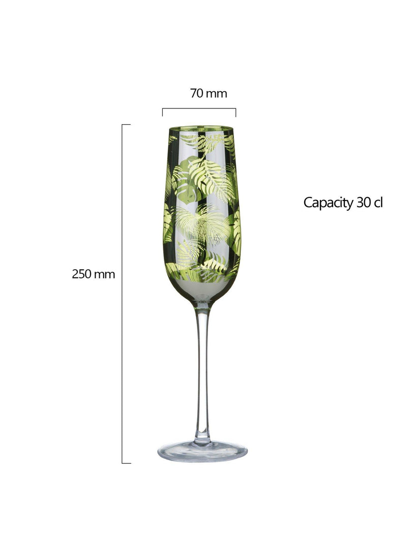 Artland tropical leaves electroplated champagne flutes set of 4, UK version