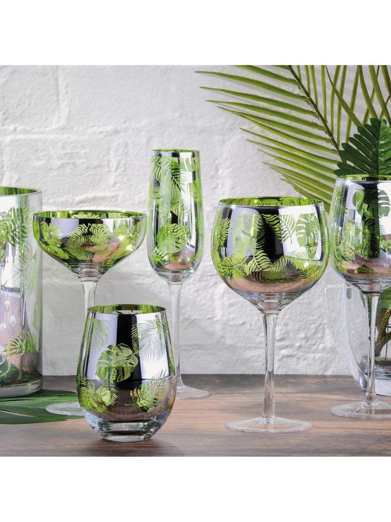 Artland tropical leaves electroplated champagne flutes set of 4, UK version