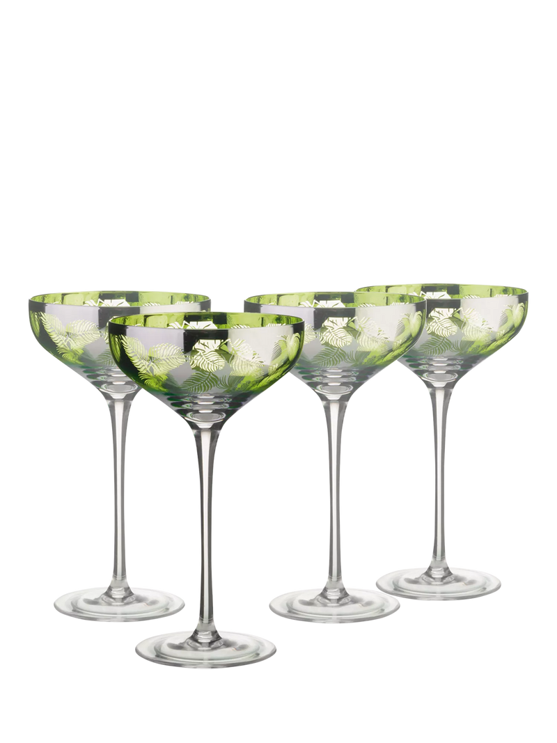 Artland tropical leaves coupe cocktail glasses set of 2, UK version