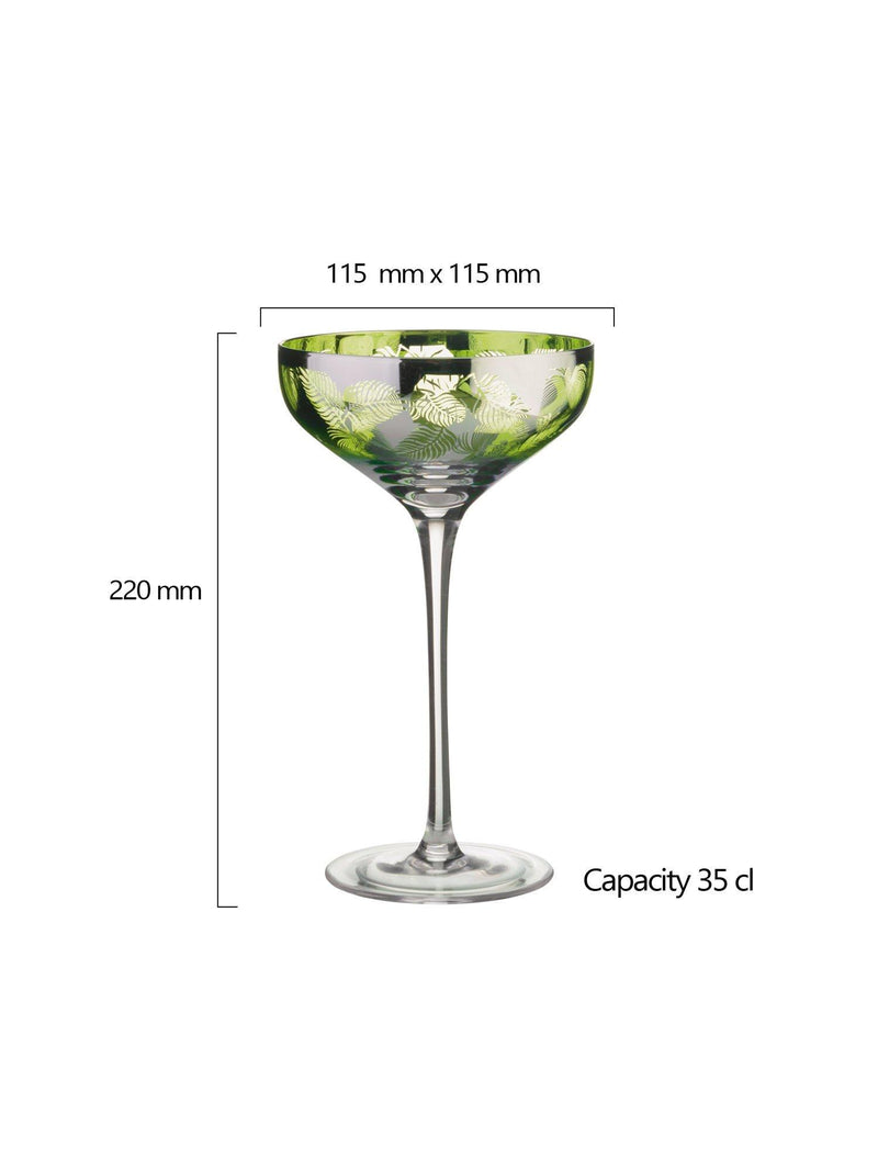 Artland tropical leaves coupe cocktail glasses set of 2, UK version