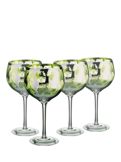 John Lewis Artland Tropical Leaves Electroplated Gin Cocktail Glass, Green, 700ml (Set of 2)- Buy online at McGrocer