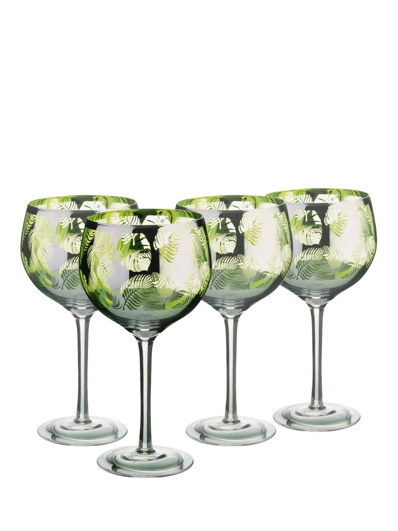 Artland Tropical Leaves gin cocktail glasses set of 4 700ml, UK version