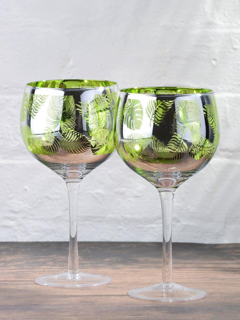 Artland Tropical Leaves gin cocktail glasses set of 4 700ml, UK version