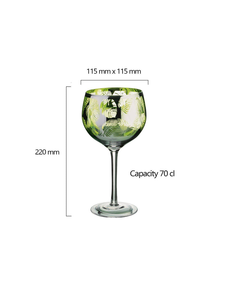 Artland Tropical Leaves gin cocktail glasses set of 4 700ml, UK version
