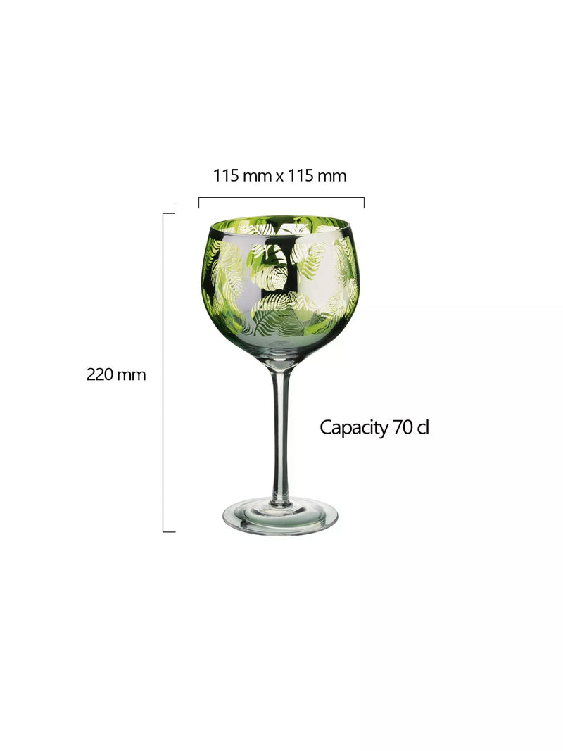 Artland Tropical Leaves gin cocktail glasses set of 4 700ml, UK version