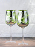 Artland tropical leaves electroplated wine glasses 500ml - British product