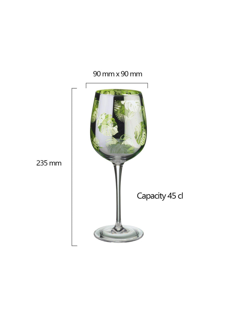 Artland tropical leaves electroplated wine glasses 500ml - British product