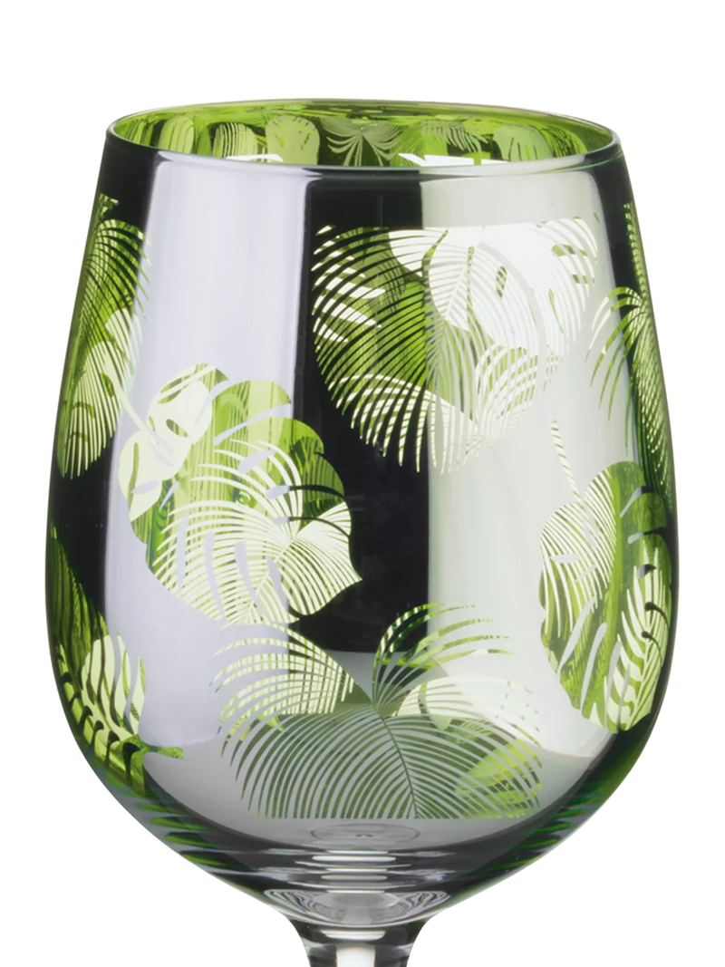Artland tropical leaves electroplated wine glasses 500ml - British product