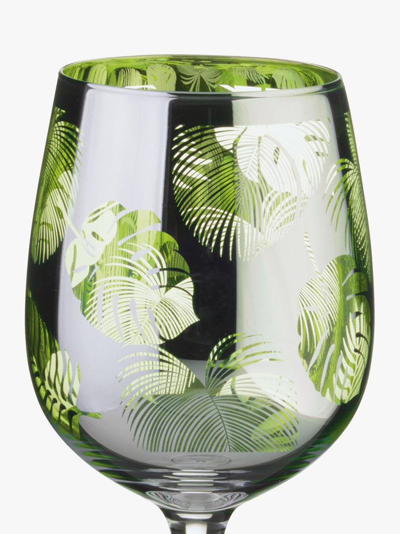 Artland tropical leaves electroplated wine glasses 500ml - British product