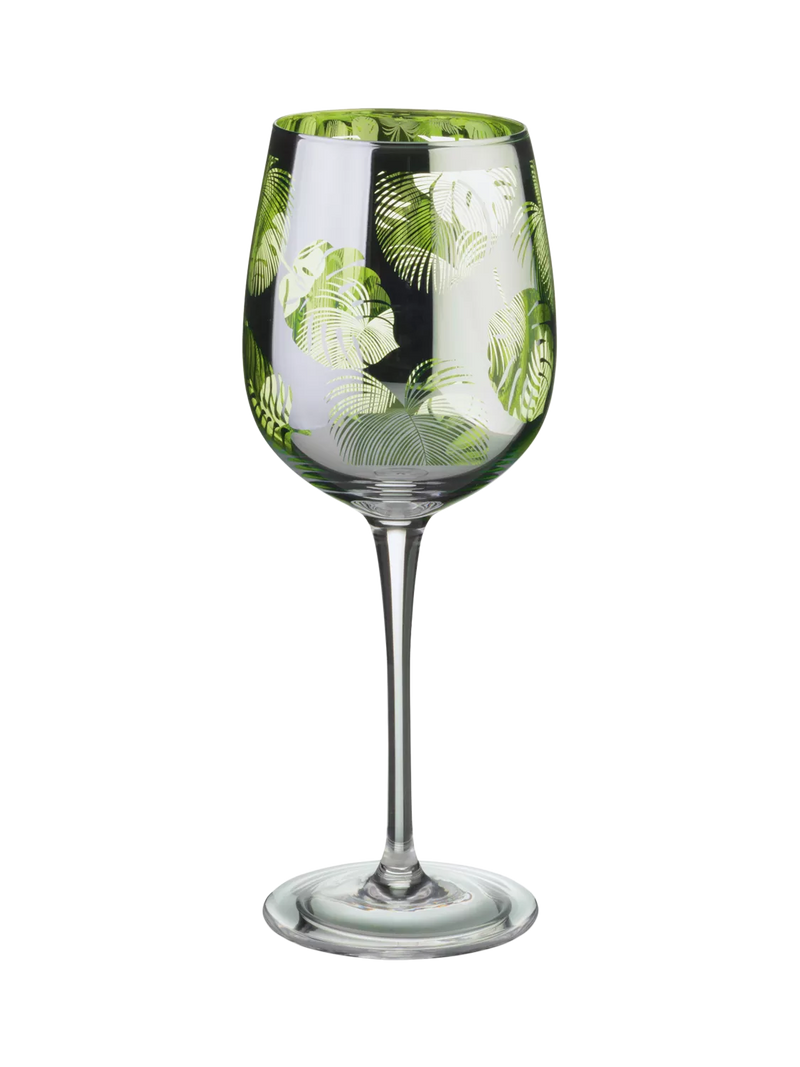 Artland tropical leaves electroplated wine glasses 500ml - British product