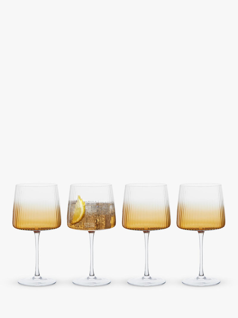 Anton Studio Designs Empire gin glasses 700ml amber set of 4, imported from the UK