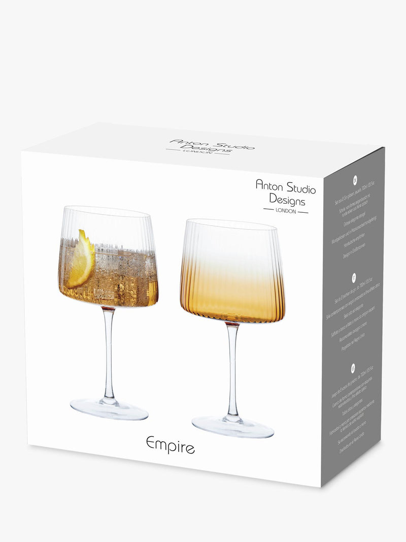 Anton Studio Designs Empire gin glasses 700ml amber set of 4, imported from the UK