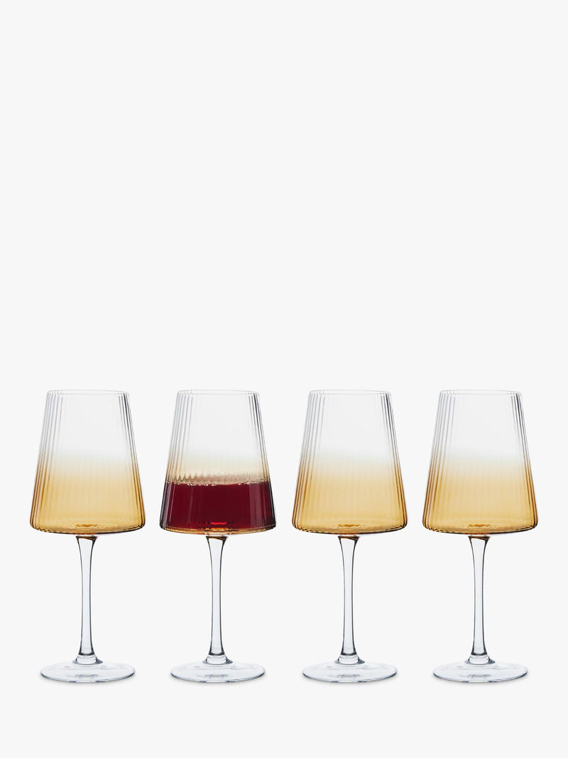 Anton Studio Designs Empire wine glasses amber set of 4, imported from the UK