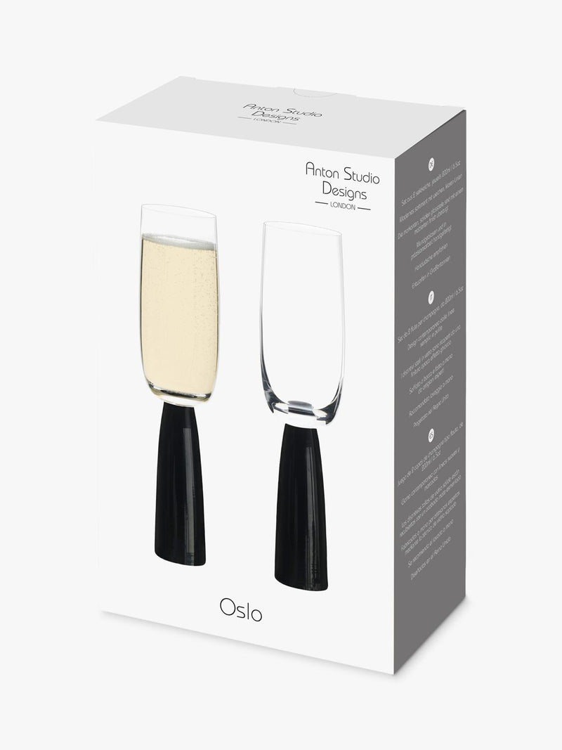Anton Studio Designs Oslo champagne flutes set of 4 black, UK version